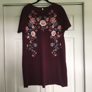 Burgundy, fall t shirt dress